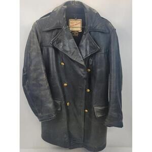 Police Officer 1950s Guidemaster Steerhide Leather Jacket Boston Made Vintage